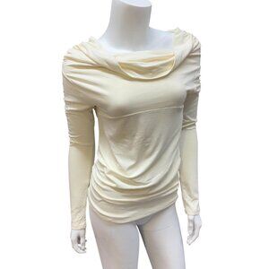 NWT RARE Vintage Parasuco White / Cream Cowl Neck Long Sleeve Top $275.00